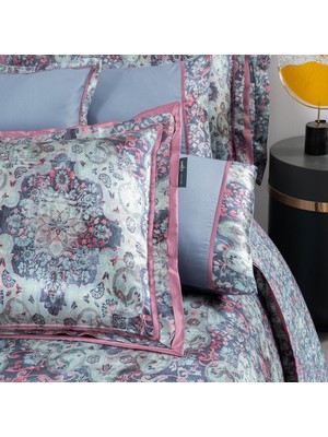 Sarev Knıdos Ipek Saten Nevresim Takımı Çift Kişilik , .mavi