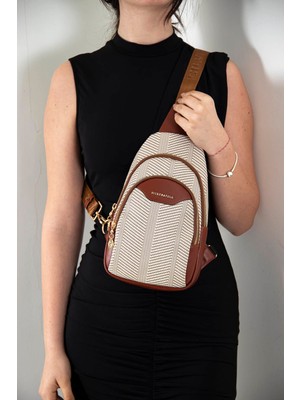 Silver & Polo Silver Polo Bej - Taba Hasır Kadın Vücut Çantası SP959