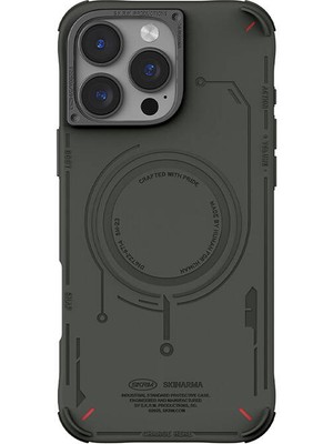 Skinarma iPhone 16 Pro Max Uyumlu Kılıf Magsafe Özellikli Metal Kamera Çerçeveli Skinarma Mecha Serisi Olive