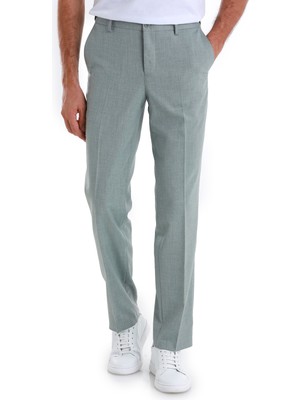 Yeşil Regular Fit Desenli Yandan Cepli Kumaş Pantolon
