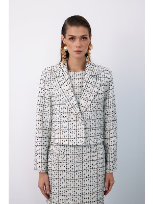 Düğmeli Tüvit Kısa Ceket - Taş