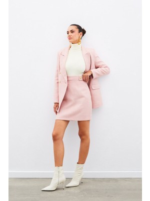 Sateen Mini Boy Tüvit Etek - Pembe