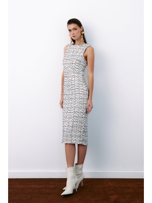 Kolsuz Tüvit Kalem Elbise - Taş