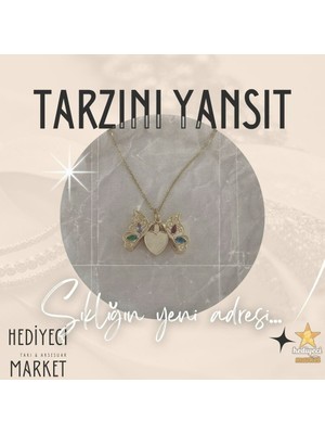 Hediyeci Market 316 L Kanatları Açılan Kelebek Gold Rengi Çelik Kolye - HMÇK-0008