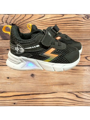 Wisco Işıklı Ortopedik Çocuk Spor Ayakkabı Wisco Siyah Oranj