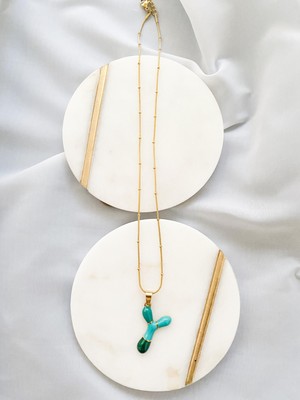 Perline Blu Renkli Harfli Kolye