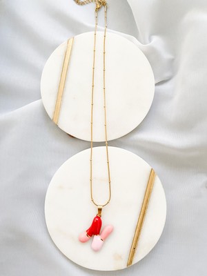 Perline Blu Renkli Harfli Kolye