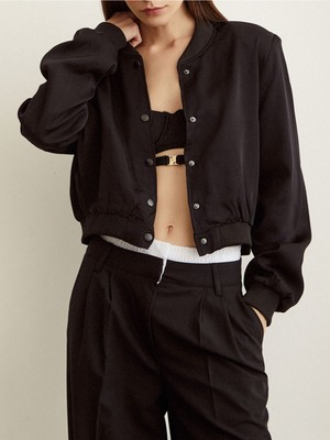 Ronada Wuwei Mevsimlik Siyah Bomber Ceket