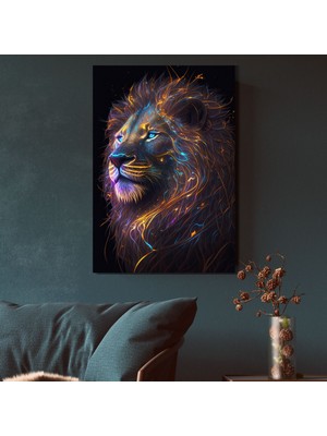 Arte Vista Neon Lion Kanvas Tablo