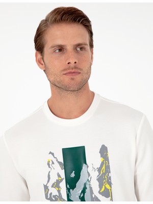 Pierre Cardin Erkek Ekru Regular Fit Sweatshirt 50290612-Vr019