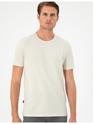 Pierre Cardin Erkek Taş Slim Fit Basic Tişört 50306359-Vr049