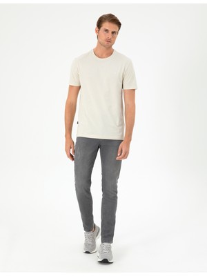 Pierre Cardin Erkek Taş Slim Fit Basic Tişört 50306359-Vr049