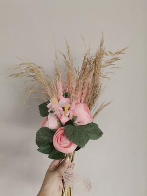 Bivalvia Accessories Minimal Pembe Gelin Buketi