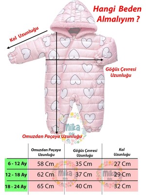 Mika Kids Kalp Figürlü Içi Kürklü Kapüşonlu Pembe Kız Bebek Astronot Kozmonot Tulum