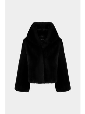 Premium Neptün Kapüşonlu Suni Kürk Kadın Mont