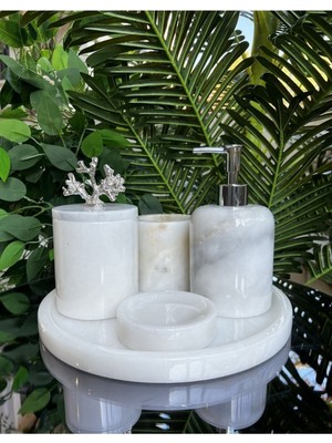 TeknoTrust Şık 5 Parçalı Siyah Mermer Banyo Seti, Kaliteli ve Estetik Tasarım