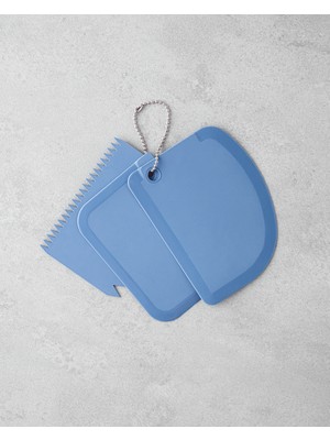 English Home Aline Plastik 3'lü Hamur Spatulası Mutfak Gereci 12,5X10 cm Mavi