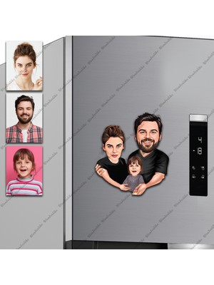 Karı Koca Aile Tasarımlı Buzdolabı Magneti/resim Gönder Magnet Olsun