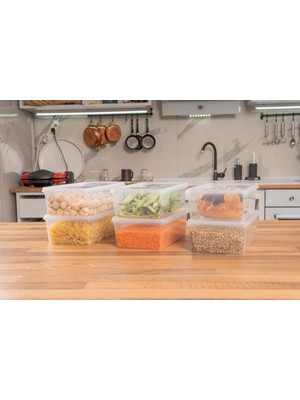 SUPERPUP Plastik Saklama Kabı Bakliyat Yemek Kapaklı Kilitli Dondurucu 2 lt (23 x 14 x 8 cm) 10 Adet