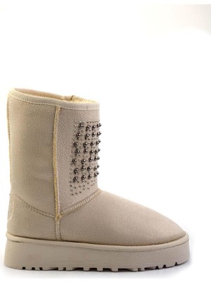 Bambi Bej Süet  Kadın Bot & Bootie K02855115402