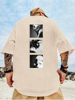 Erkek 3'lü Sırt Baskılı Oversize T-Shirt