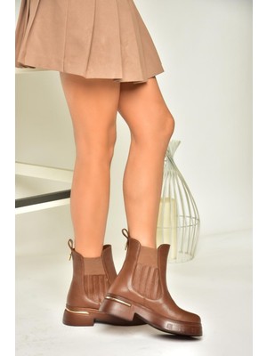 Fox Shoes T996334009 Taba Kalın Tabanlı Kadın Bot