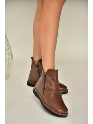 Fox Shoes T555366303 Kahverengi Hakiki Deri Comfort Ortopedik Taban Kadın Bot