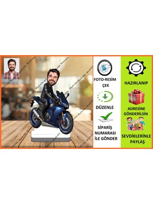 Bay Motorcu Karikatür Biblo,sevgiliye Hediye,doğum Günü Hediyesi