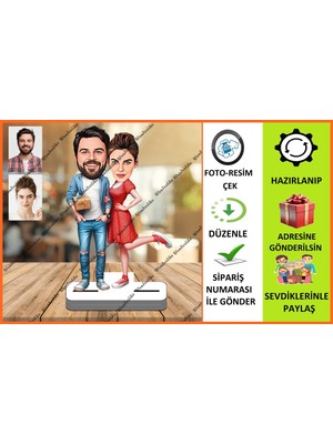 Çift Aile Karikatür Biblo,sevgiliye Hediye,doğum Günü Hediyesi