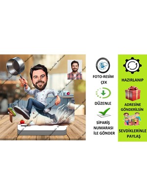 Ahçı-Şef Karikatür Biblo,sevgiliye Hediye,doğum Günü Hediyesi