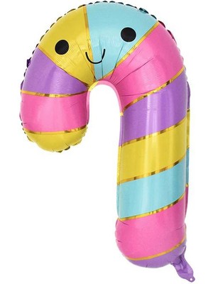 Kidspartim Renkli Baston Şeker Folyo Balon 74X54 cm