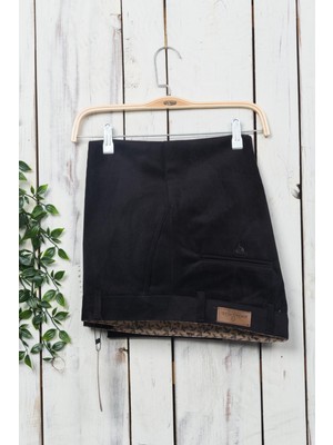 Wontilotte Erkek Siyah Lüks Kadife Pantolon Bol Paça Normal Bel 48 Beden Kadife Kumaş