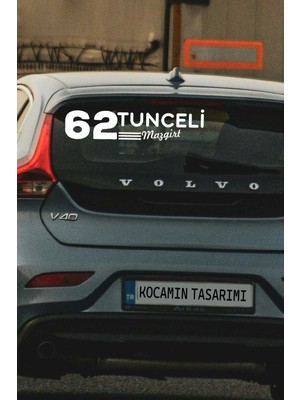 Tunceli 62 Plaka Kodlu Beyaz Araç Sticker Mazgirt Ilçe Yazılı Özel Tasarım 40X8 cm  Şehir ve Ilçe Temalı Kaliteli Sticker