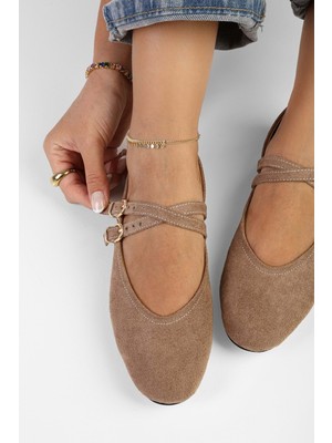 Shoeberry Kadın Fiesty Vizon Süet Babet