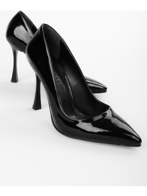 Shoeberry Kadın Mags Siyah Rugan Stiletto