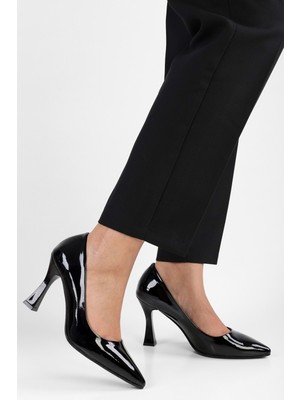Shoeberry Kadın Tean Siyah Rugan Topuklu Stiletto