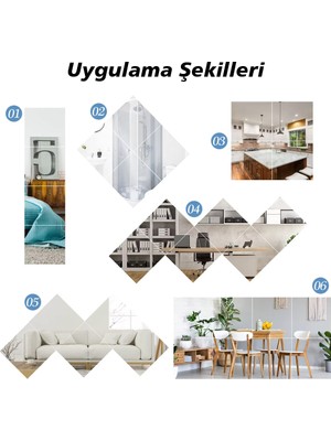 Ayt Sunup SN-24978 40X40CM Kendinden Yapışkanlı Esnek Pvc Duvar Aynası Panel Sticker Çıkartma Ayna