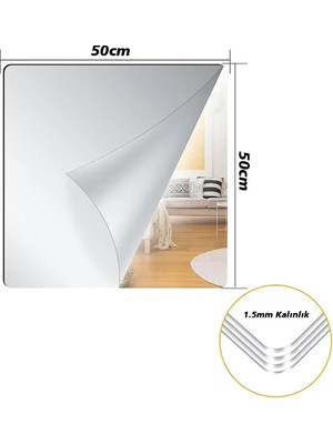 Ayt Sunup SN-24979 50X50CM Kendinden Yapışkanlı Esnek Pvc Duvar Aynası Panel Sticker Çıkartma Ayna