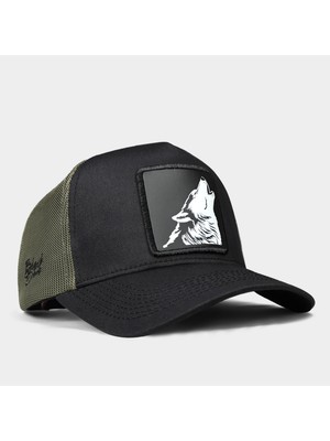 BlackBörk V1 Trucker Kurt - 3 Kod Logolu Unisex Siyah-Haki Şapka