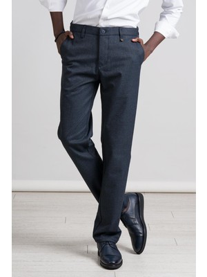 Perpant Armürlü Bitik Desenli Regular Fit Kışlık Kumaş Pantolon