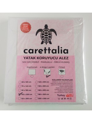 Carettalia % 100 Pamuk 4 Köşe Lastikli Sıvı Geçirmez Alez - Yatak Koruyucu