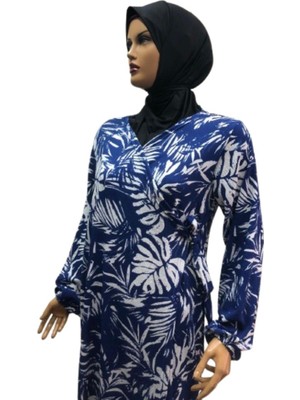 Kadın Tesettür Giyim Namaz Elbisesi Siyah-Yesil Bürümcük Bagcikli