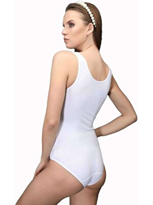 Elit Life Geniş Askılı Kadın Dikişsiz Çıtçıtlı Slip Body Beyaz 878 - BRK6286-9220