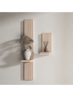 Rafkestir Lime Duvar Raf Seti Hareli Ceviz (Mat)