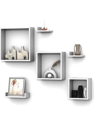 Rafkestir Turko  Duvar Raf Set Beyaz ( Mat )