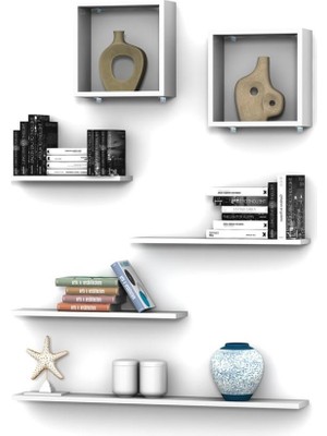 Rafkestir Wolsburg  Duvar Raf Set Beyaz ( Parlak )