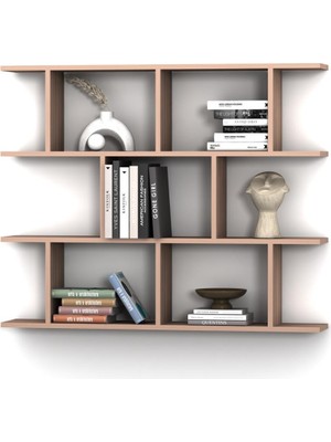 Rafkestir Pena  Duvar Raf Set Hareli Ceviz (Mat)