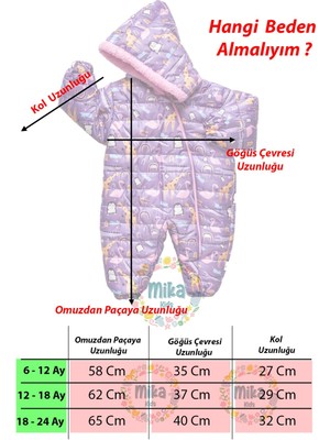 Mika Kids Zürafa,penguen,flamingo Figürlü Içi Kürklü Kapüşonlu Mor Kız Bebek Astronot Kozmonot Tulum Dar Kalıp
