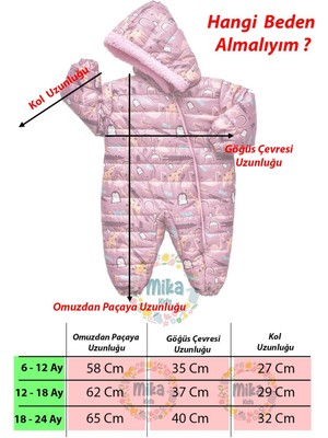 Mika Kids Zürafa,penguen,flamingo Figürlü Içi Kürklü Kapüşonlu Gül Kuru Kız Bebek Astronot Kozmonot Tulum Dar