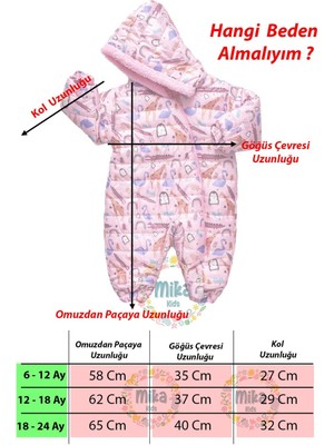 Mika Kids Zürafa,penguen,flamingo Figürlü Içi Kürklü Kapüşonlu Pembe Kız Bebek Astronot Kozmonot Tulum Dar